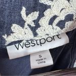 Westport  Floral Embroidered Crinkle Smocked Waist Maxi Dress Blue Small Photo 8