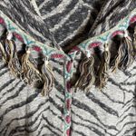 Soft Surroundings Zebra Print Fringe Knit Cardigan Sweater Women's Medium Shawl Photo 5