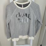 Xhilaration Gray and Cream Shine Bright Logo Loungewear Long Sleeve Top Size S Photo 0