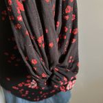 Free People Floral Scoop Neck Drop Shoulder Bubble Sleeve Stretchy Shirt Photo 4