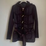 Vintage Leather & Knit Hooded Jacket Brown Size L Photo 0