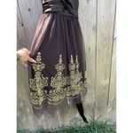 A.P.N.Y. Women's Brown Empire‎ Waist Brown Gold Size 12 Fall Mesh Satin Fairy Photo 3