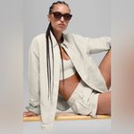 Alo Yoga NWT Socialite Shacket in Bone Color Button Down Jacket with Pockets M Photo 2