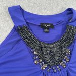 Iz Byer Y2k Statement Neck Beaded Top Women's Large Purple Gathered Waist Photo 1