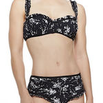 Michael Kors  Collection Ruffle Floral Two-Piece Bikini Swimsuit‎ Black White 12 Photo 0