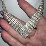 Vintage 80s Prong Set Rhinestone V Necklace (see pics and description) Photo 3