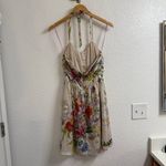 Leifsdottir Anthropologie Cream Colorful Floral 100% Silk Mini Dress Size 4 Green Photo 1