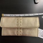 NWT Michael Kors Astor Flat Continental Gunmetal Leather Wallet Gold Photo 3