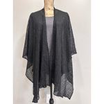 Chico's  Black Sequin Lace Open Front Kimono Cardigan Sequins OS Stretch Holiday Photo 1
