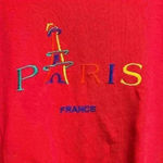 VTG from France PARIS Multicolor Embroidered Sweatshirt Sz XL Blue Photo 2