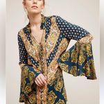 Free People  Bell Sleeves Tunic with Mandarin Collar Magic Mystery Printed M Photo 0