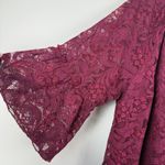 Catherines  Top Women's 4X Plus Burgundy Lined Lace Overlay Romantic Blouse NWT Photo 3