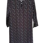 Dark Academia Navy Sheath Dress With Orange White Flowers 3/4 Sleeve Women’s 6 Blue Photo 2