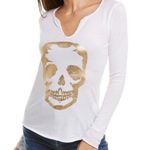 Zadig & Voltaire Tunisien Foil Skull Graphic Henley Photo 0