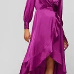 White House | Black Market New! White‎ House Black Market Long Sleeve Satin Ruffle Wrap Dress in Baie, 8 Photo 0