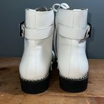 Seven Dials  Simpson combat boots sz 9.5M zip side lace up buckle studded details Photo 3