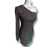 Cefian Navy Blue Sparkle Sequin One Shoulder Dress Medium NWT Photo 1