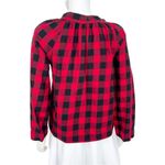 Madewell  Top Women Size XS Buffalo Plaid Flannel Checkered Tie Front Deep V Neck Photo 2