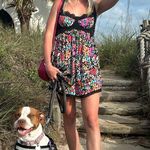 Sky to Moon Floral Black Lace Mini Dress Photo 1