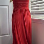 Heart and Hips Hearts & Hips Terracotta Jersey Stretch Rusched Bandeau Strapless Maxi Dress Photo 2