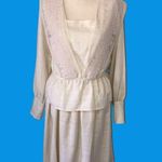 Vintage Set Top Skirt Size S Cream Lace Long Sleeve 80"s Cottagecore Modest USA Photo 1