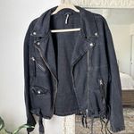 Free People Rebel Oversized Denim Motorcycle Jacket Photo 1