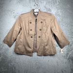 Dress Barn  XL Military Jacket Gold Button Blazer Tan Khaki Utility Safari Chic Photo 1