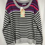 Maurice's  Sweater Gray Black Blue Pink Red Striped Long Sleeve Scoop Neck XL NWT Photo 5