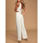 Lulus NWT Women's White Sleeveless Wide-Leg Cutout Jumpsuit Size S Cocktail Photo 2