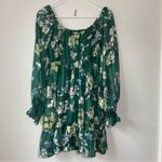 Greylin NEW Janelle Smocked Tiered Forest Green Floral Print Mini Dress Photo 2