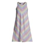 Lands' End  Rainbow‎ Chevron Stripe Linen Sleeveless Shift Dress MEDIUM Pride Photo 3