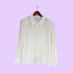 Vintage 90s White Button Top with Pearl Detailing and Eyelet Embroidery🔥 Size 14 Photo 1