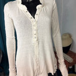 We The Free  People XS Henley Top Long‎ Sleeve Ribbed Knit Casual Button Front Photo 0