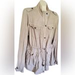 Maurice's Rayon Zip JACKET UTILITY Beige Epaulets Cinch Waist Photo 1