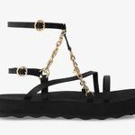 Maje  Frankie Sandals Gladiator Chain Logo Black Leather EU 41 US 10.5 NEW Photo 1