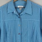 Christopher & Banks Shirt Womens 1X Blue Gingham Check Short Sleeve Button Front Photo 2