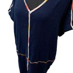 Madewell oversized boxy gauze textured navy linen cotton embroidered tunic dress Photo 2