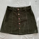 Celebrity Pink Green Corduroy Button Up Skirt Photo 0
