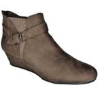 Marbella Women's Faux Suede Brown Wedge Ankle Boots Size 11 Boho Edgy Neutral Photo 0