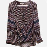 Derek Lam 10 Crosby Navy Silk Print Blouse Size 6 Photo 0