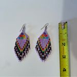 Purple and Red Chandelier Earrings with Beaded Fringe Photo 1