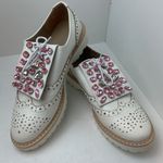 Catisa Vintage Cream and light brogues with silver and pink rhinestones Size 7.5 White Photo 8