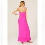 Line and Dot  Adelyn Hot Pink Maxi Slip Dress Square Neck Spaghetti Straps Ruffle L Photo 3