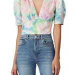 Amanda Uprichard Tie Dye Rosen Women's V-Neck Top Photo 0
