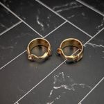 Vintage Clip On Earrings 0.75" Chunky Gold Tone Stylish Hoops Photo 2