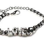 Source Unknown Party Glam "LOVE" Rhinestone Silver Tone Link Chain 6" Bridal Cottage Bracelet Photo 0