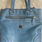 Stone Mountain Denim Blue Crinkle Leather Multiway Kaplan Tote Bag Photo 4