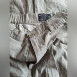 ASOS  DESIGN linen wide leg pant with asymmetric fly in olive green Photo 1