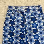 ZARA Jeans Straight Leg High Rise Daisy Print Boho Hippie Floral Blue White 4 Photo 5