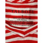 Talbots  Red White Striped V Neck Tunic Top Short Sleeve Crochet Trim Size S Photo 4